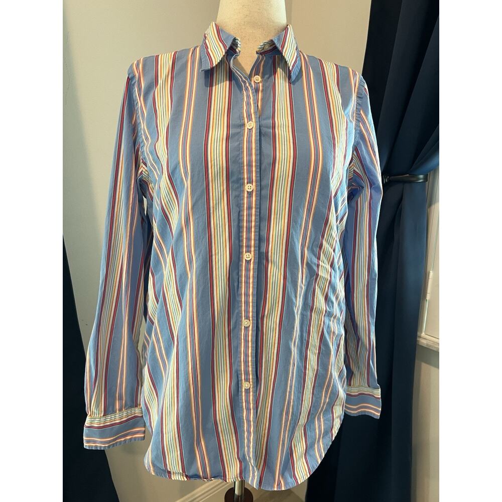 LAUREN RALPH LAUREN Rainbow Striped Size 14 Long Sleeve 90's CAPSULE Button Down